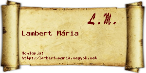 Lambert Mária névjegykártya